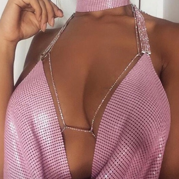 sexythings Accessories - 💖SEXY PINK METALLIC GLITTER CROP TOP💖